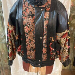Vtg ORNELLA NEW YORK ITALY 1980 leather patchwork womens jacket coat size small